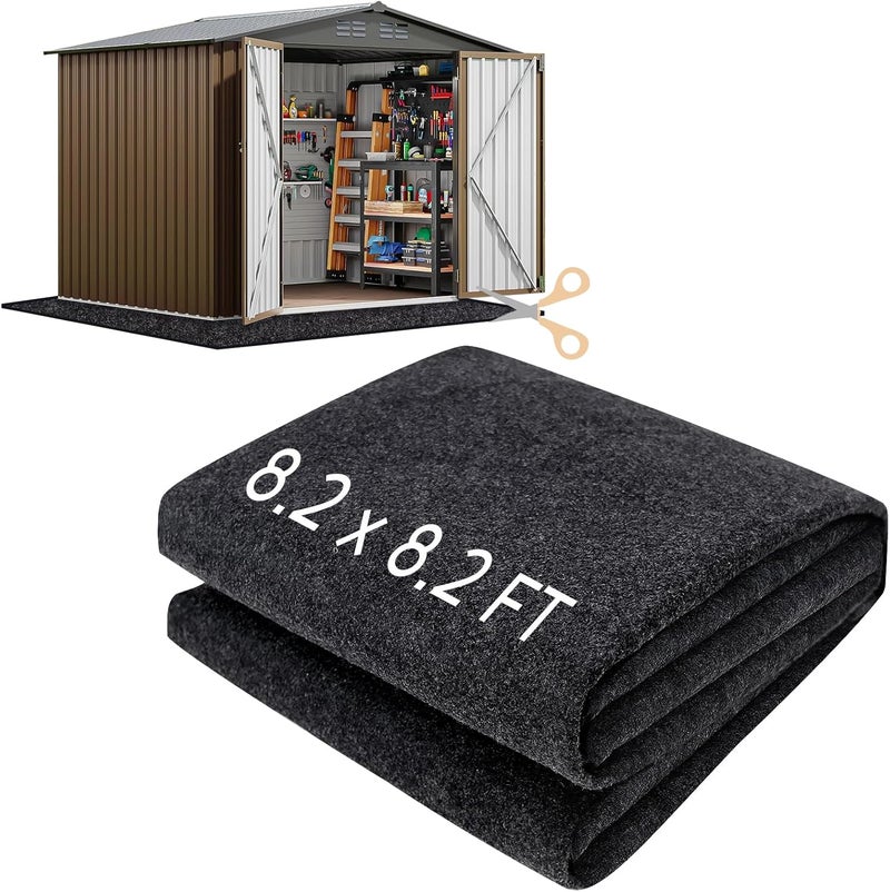 HolyMaji 8.2 x 8.2 FT Outdoor Storage Shed Floor Mat Waterproof Garden Shed Flooring Mat Washable Carport Furniture Dustproof Anti-Slip Pad for Protect Shed Flooring from Wear - Tool Shed Not Include - Image 1